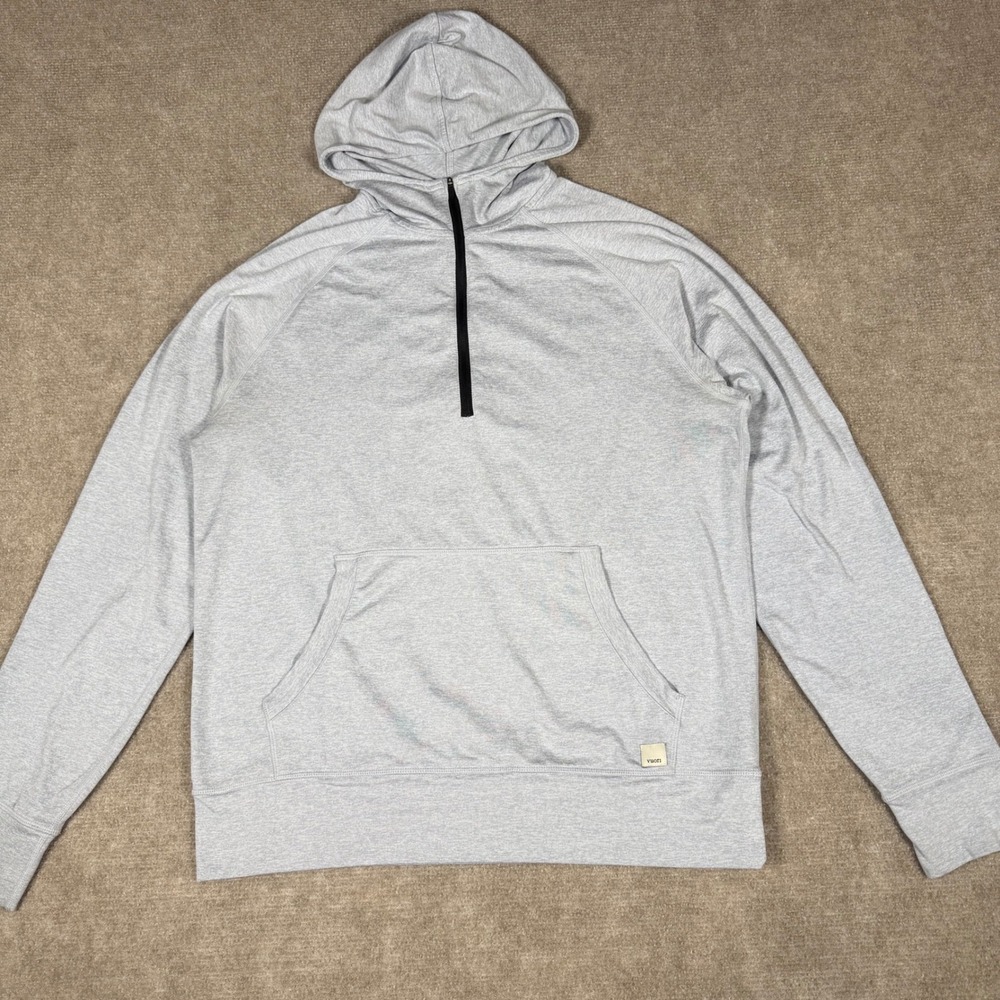 Vuori Hoodie Sweatshirt Mens Small Gray Ponto Performance 1/2 Zip Athletic Fit